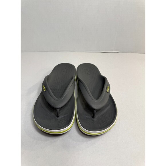 0135 Crocs Classic Bayaband Grey/Yellow Flip Flops-US 6 Mens, 8 Womens - Picture 3 of 5